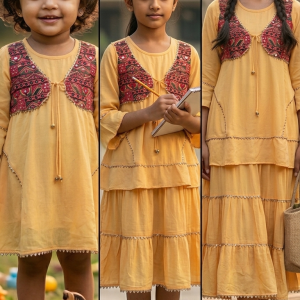 Premium Koti Style One Piece Dress with Mirror Work & Embroidery
